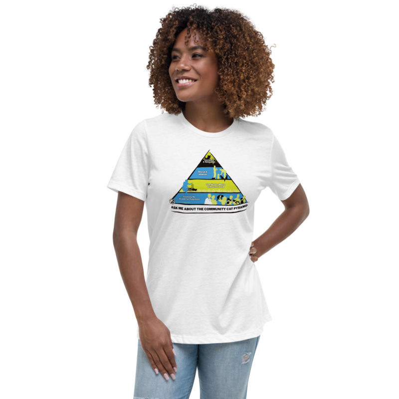 "Ask Me About The Community Cat Pyramid" Women's Relaxed T-Shirt - Image 3